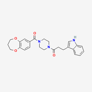 molecular formula C25H27N3O4 B10998269 1-[4-(3,4-dihydro-2H-1,5-benzodioxepin-7-ylcarbonyl)piperazin-1-yl]-3-(1H-indol-3-yl)propan-1-one 