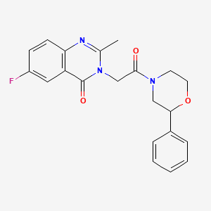 molecular formula C21H20FN3O3 B10998282 6-fluoro-2-methyl-3-[2-oxo-2-(2-phenylmorpholin-4-yl)ethyl]quinazolin-4(3H)-one 