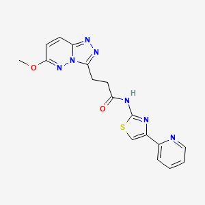 molecular formula C17H15N7O2S B10998334 3-(6-methoxy[1,2,4]triazolo[4,3-b]pyridazin-3-yl)-N-[4-(pyridin-2-yl)-1,3-thiazol-2-yl]propanamide 