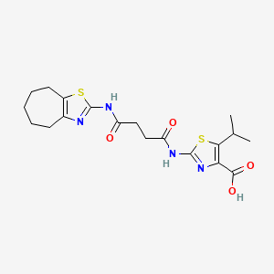 molecular formula C19H24N4O4S2 B10998421 2-{[4-oxo-4-(5,6,7,8-tetrahydro-4H-cyclohepta[d][1,3]thiazol-2-ylamino)butanoyl]amino}-5-(propan-2-yl)-1,3-thiazole-4-carboxylic acid 