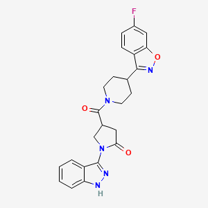 molecular formula C24H22FN5O3 B10998445 4-{[4-(6-fluoro-1,2-benzoxazol-3-yl)piperidin-1-yl]carbonyl}-1-(1H-indazol-3-yl)pyrrolidin-2-one 