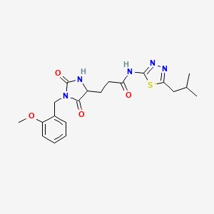 molecular formula C20H25N5O4S B10998518 3-[1-(2-methoxybenzyl)-2,5-dioxoimidazolidin-4-yl]-N-[5-(2-methylpropyl)-1,3,4-thiadiazol-2-yl]propanamide 