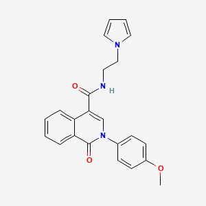 molecular formula C23H21N3O3 B10998535 2-(4-methoxyphenyl)-1-oxo-N-[2-(1H-pyrrol-1-yl)ethyl]-1,2-dihydroisoquinoline-4-carboxamide 