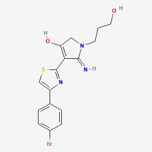 molecular formula C16H16BrN3O2S B10998603 4-[4-(4-bromophenyl)-1,3-thiazol-2-yl]-1-(3-hydroxypropyl)-5-imino-2,5-dihydro-1H-pyrrol-3-ol 