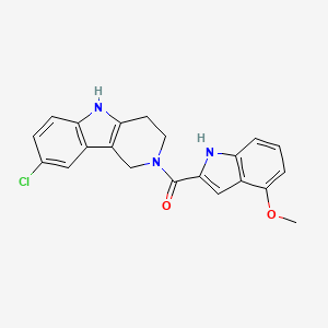 molecular formula C21H18ClN3O2 B10998616 (8-chloro-1,3,4,5-tetrahydro-2H-pyrido[4,3-b]indol-2-yl)(4-methoxy-1H-indol-2-yl)methanone 