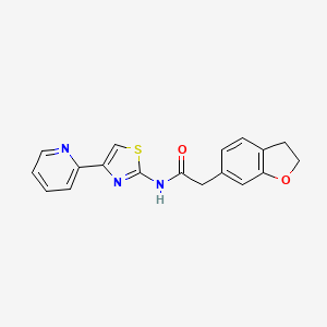 2-(2,3-dihydro-1-benzofuran-6-yl)-N-[4-(pyridin-2-yl)-1,3-thiazol-2-yl]acetamide