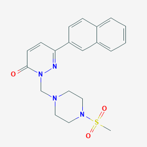 molecular formula C20H22N4O3S B10998646 2-{[4-(methylsulfonyl)piperazin-1-yl]methyl}-6-(naphthalen-2-yl)pyridazin-3(2H)-one 