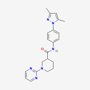 molecular formula C21H24N6O B10998702 N-[4-(3,5-dimethyl-1H-pyrazol-1-yl)phenyl]-1-(pyrimidin-2-yl)piperidine-3-carboxamide 