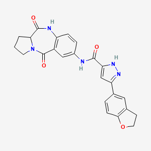 3-(2,3-dihydro-1-benzofuran-5-yl)-N-(5,11-dioxo-2,3,5,10,11,11a-hexahydro-1H-pyrrolo[2,1-c][1,4]benzodiazepin-7-yl)-1H-pyrazole-5-carboxamide