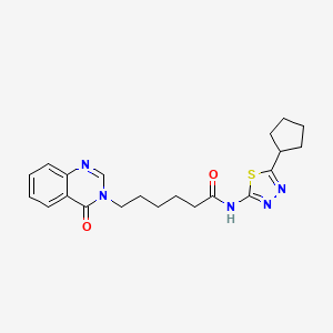 molecular formula C21H25N5O2S B10998733 N-(5-cyclopentyl-1,3,4-thiadiazol-2-yl)-6-(4-oxoquinazolin-3(4H)-yl)hexanamide 