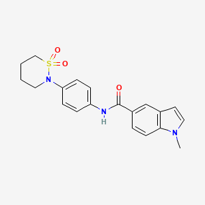 molecular formula C20H21N3O3S B10998748 N-[4-(1,1-dioxido-1,2-thiazinan-2-yl)phenyl]-1-methyl-1H-indole-5-carboxamide 