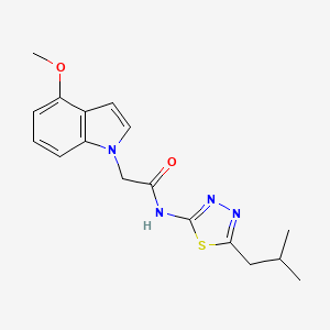 molecular formula C17H20N4O2S B10998758 2-(4-methoxy-1H-indol-1-yl)-N-[(2E)-5-(2-methylpropyl)-1,3,4-thiadiazol-2(3H)-ylidene]acetamide 