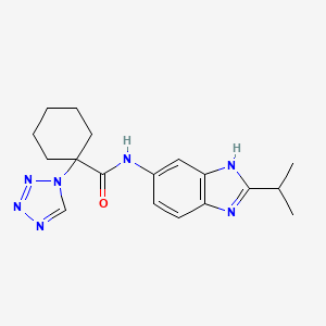 molecular formula C18H23N7O B10998786 N-[2-(propan-2-yl)-1H-benzimidazol-6-yl]-1-(1H-tetrazol-1-yl)cyclohexanecarboxamide 