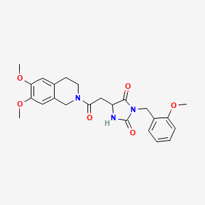 molecular formula C24H27N3O6 B10998802 5-[2-(6,7-dimethoxy-3,4-dihydroisoquinolin-2(1H)-yl)-2-oxoethyl]-3-(2-methoxybenzyl)imidazolidine-2,4-dione 