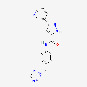 molecular formula C18H15N7O B10998834 5-(pyridin-3-yl)-N-[4-(1H-1,2,4-triazol-1-ylmethyl)phenyl]-1H-pyrazole-3-carboxamide 