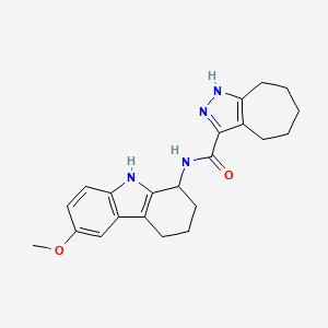 molecular formula C22H26N4O2 B10998838 N-(6-methoxy-2,3,4,9-tetrahydro-1H-carbazol-1-yl)-2,4,5,6,7,8-hexahydrocyclohepta[c]pyrazole-3-carboxamide 