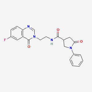 N-[2-(6-fluoro-4-oxoquinazolin-3(4H)-yl)ethyl]-5-oxo-1-phenylpyrrolidine-3-carboxamide