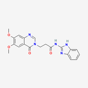 molecular formula C20H19N5O4 B10998881 N-(1,3-dihydro-2H-benzimidazol-2-ylidene)-3-(6,7-dimethoxy-4-oxoquinazolin-3(4H)-yl)propanamide 