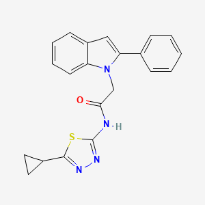 molecular formula C21H18N4OS B10998886 N-(5-cyclopropyl-1,3,4-thiadiazol-2-yl)-2-(2-phenyl-1H-indol-1-yl)acetamide 