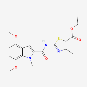 molecular formula C19H21N3O5S B10998914 ethyl 2-{[(4,7-dimethoxy-1-methyl-1H-indol-2-yl)carbonyl]amino}-4-methyl-1,3-thiazole-5-carboxylate 