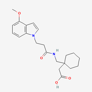 [1-({[3-(4-methoxy-1H-indol-1-yl)propanoyl]amino}methyl)cyclohexyl]acetic acid