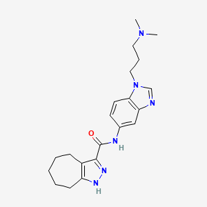 molecular formula C21H28N6O B10999035 N-{1-[3-(dimethylamino)propyl]-1H-benzimidazol-5-yl}-2,4,5,6,7,8-hexahydrocyclohepta[c]pyrazole-3-carboxamide 