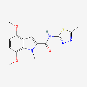 molecular formula C15H16N4O3S B10999053 4,7-dimethoxy-1-methyl-N-(5-methyl-1,3,4-thiadiazol-2-yl)-1H-indole-2-carboxamide 