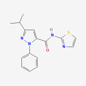 molecular formula C16H16N4OS B10999066 1-phenyl-3-(propan-2-yl)-N-(1,3-thiazol-2-yl)-1H-pyrazole-5-carboxamide 