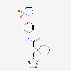 N-[4-(1,1-dioxido-1,2-thiazolidin-2-yl)phenyl]-2-[1-(1H-tetrazol-1-ylmethyl)cyclohexyl]acetamide