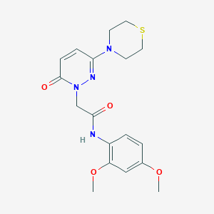 molecular formula C18H22N4O4S B10999122 N-(2,4-dimethoxyphenyl)-2-[6-oxo-3-(thiomorpholin-4-yl)pyridazin-1(6H)-yl]acetamide 