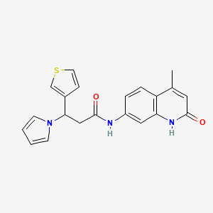 molecular formula C21H19N3O2S B10999163 N-(2-hydroxy-4-methylquinolin-7-yl)-3-(1H-pyrrol-1-yl)-3-(thiophen-3-yl)propanamide 