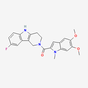 molecular formula C23H22FN3O3 B10999171 (5,6-dimethoxy-1-methyl-1H-indol-2-yl)(8-fluoro-1,3,4,5-tetrahydro-2H-pyrido[4,3-b]indol-2-yl)methanone 