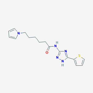 molecular formula C16H19N5OS B10999172 6-(1H-Pyrrol-1-YL)-N-[3-(2-thienyl)-1H-1,2,4-triazol-5-YL]hexanamide 