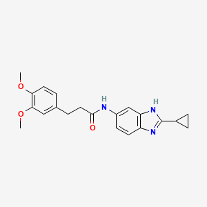 molecular formula C21H23N3O3 B10999182 N-(2-cyclopropyl-1H-benzimidazol-5-yl)-3-(3,4-dimethoxyphenyl)propanamide 