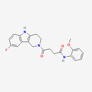 molecular formula C22H22FN3O3 B10999220 4-(8-fluoro-1,3,4,5-tetrahydro-2H-pyrido[4,3-b]indol-2-yl)-N-(2-methoxyphenyl)-4-oxobutanamide 