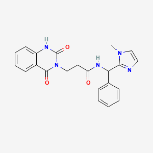 molecular formula C22H21N5O3 B10999232 3-(2-hydroxy-4-oxoquinazolin-3(4H)-yl)-N-[(1-methyl-1H-imidazol-2-yl)(phenyl)methyl]propanamide 