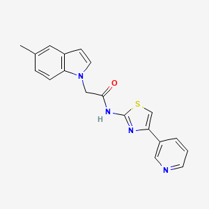 molecular formula C19H16N4OS B10999344 2-(5-methyl-1H-indol-1-yl)-N-[4-(pyridin-3-yl)-1,3-thiazol-2-yl]acetamide 