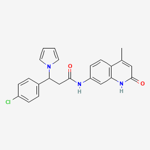 3-(4-chlorophenyl)-N-(2-hydroxy-4-methylquinolin-7-yl)-3-(1H-pyrrol-1-yl)propanamide