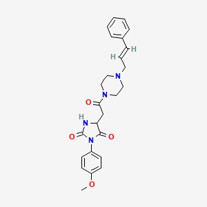 molecular formula C25H28N4O4 B10999381 3-(4-methoxyphenyl)-5-(2-oxo-2-{4-[(2E)-3-phenylprop-2-en-1-yl]piperazin-1-yl}ethyl)imidazolidine-2,4-dione 