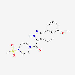 molecular formula C18H22N4O4S B10999396 (6-methoxy-4,5-dihydro-2H-benzo[g]indazol-3-yl)[4-(methylsulfonyl)piperazin-1-yl]methanone 