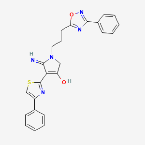 molecular formula C24H21N5O2S B10999422 5-imino-1-[3-(3-phenyl-1,2,4-oxadiazol-5-yl)propyl]-4-(4-phenyl-1,3-thiazol-2-yl)-2,5-dihydro-1H-pyrrol-3-ol 