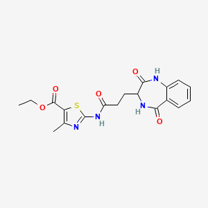 Ethyl 2-[3-(2,5-dioxo-2,3,4,5-tetrahydro-1H-1,4-benzodiazepin-3-YL)propanamido]-4-methyl-1,3-thiazole-5-carboxylate