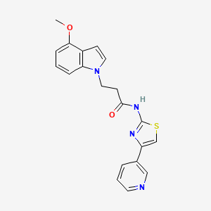 3-(4-methoxy-1H-indol-1-yl)-N-[4-(pyridin-3-yl)-1,3-thiazol-2-yl]propanamide