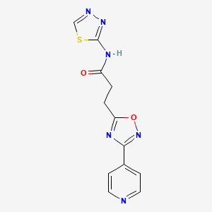 molecular formula C12H10N6O2S B10999477 3-(3-(pyridin-4-yl)-1,2,4-oxadiazol-5-yl)-N-(1,3,4-thiadiazol-2-yl)propanamide 