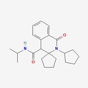 molecular formula C22H30N2O2 B10999489 2'-cyclopentyl-1'-oxo-N-(propan-2-yl)-1',4'-dihydro-2'H-spiro[cyclopentane-1,3'-isoquinoline]-4'-carboxamide 