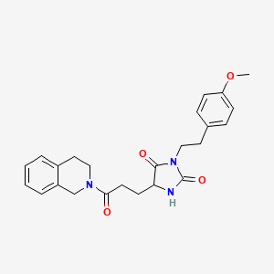 molecular formula C24H27N3O4 B10999507 5-[3-(3,4-dihydroisoquinolin-2(1H)-yl)-3-oxopropyl]-3-[2-(4-methoxyphenyl)ethyl]imidazolidine-2,4-dione 