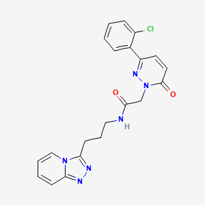 molecular formula C21H19ClN6O2 B10999531 2-[3-(2-chlorophenyl)-6-oxopyridazin-1(6H)-yl]-N-[3-([1,2,4]triazolo[4,3-a]pyridin-3-yl)propyl]acetamide 