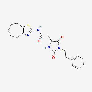 2-[2,5-dioxo-1-(2-phenylethyl)imidazolidin-4-yl]-N-(5,6,7,8-tetrahydro-4H-cyclohepta[d][1,3]thiazol-2-yl)acetamide