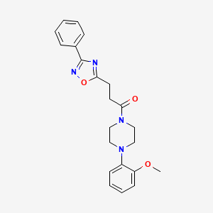 molecular formula C22H24N4O3 B10999543 1-[4-(2-Methoxyphenyl)piperazin-1-yl]-3-(3-phenyl-1,2,4-oxadiazol-5-yl)propan-1-one 