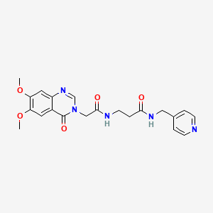 molecular formula C21H23N5O5 B10999572 N~3~-[(6,7-dimethoxy-4-oxoquinazolin-3(4H)-yl)acetyl]-N-(pyridin-4-ylmethyl)-beta-alaninamide 